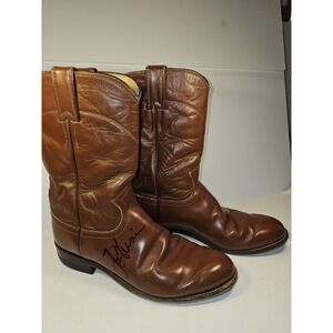 Justin Western Boots Mens Leather Roper Marbled Deerlite Chestnut 3163 Sz 7D